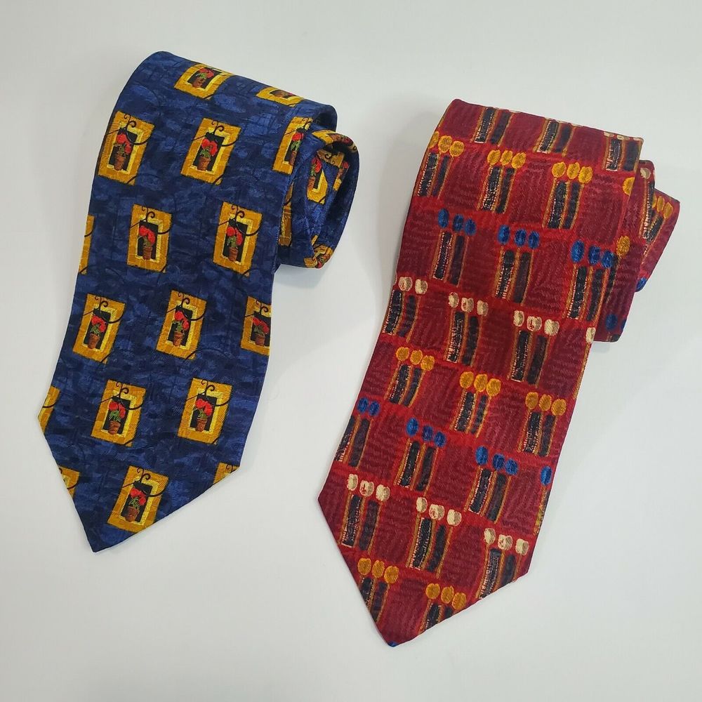 Ermenegildo Zegna Vintage Silk Neck Tie Lot of 2 Made in Italy Exclusive Ultimo